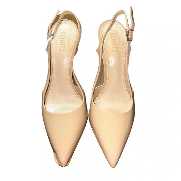 Schutz Boris Nude Slingback Patent Leather Pump Size 9.5 - Picture 2 of 6